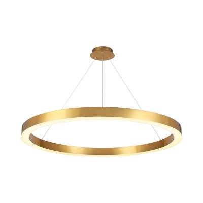 Gold round chandelier lamp fabric lampshade modern ceiling light